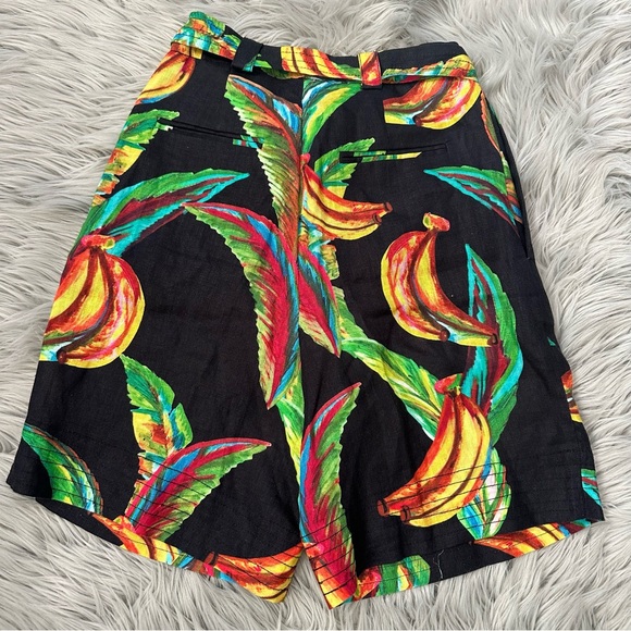FARM RIO Banana Print Linen High-Waisted Shorts – Preta Black, XS, $215 NEW - Picture 4 of 10